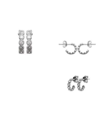 Boucles d'oreilles petite demi créole argent zirconium serti rond-1