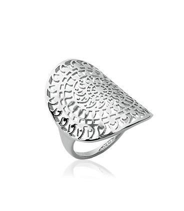 Bague argent massif stylée plate originale 