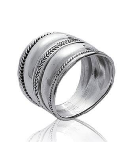 Grosse bague argent massif effet double faux anneaux 