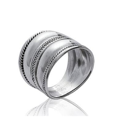 Grosse bague argent massif effet double faux anneaux -2