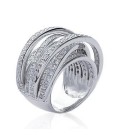 Superbe grosse bague argent massif anneaux sertis d'oxydes de zirconium