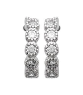 Boucles d'oreilles petite demi créole argent zirconium serti rond