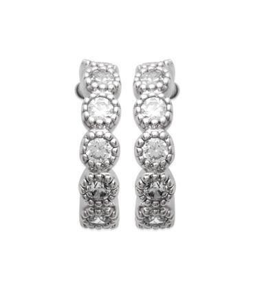 Boucles d'oreilles petite demi créole argent zirconium serti rond-2