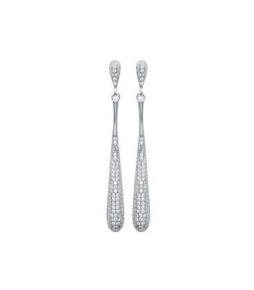 Boucles d'oreilles argent massif pendant de zirconium blancs-2