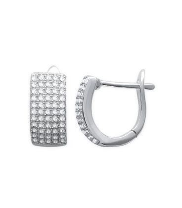 Boucles d'oreilles créole argent massif et zirconium -2