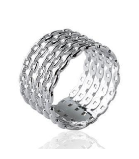 Bague argent massif anneau style alliance chaînettes