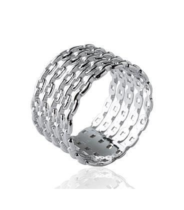 Bague argent massif anneau style alliance chaînettes-2