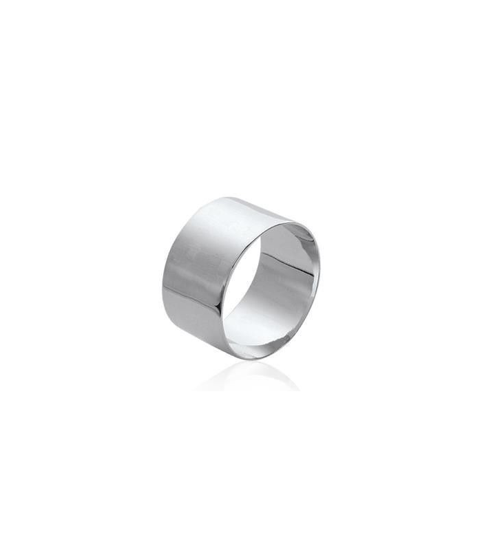 Bague Large en Argent - Anneau tube croisé sur le dessus TAILLE 56