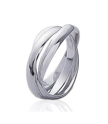 Bague argent massif mixte trois anneaux libres 