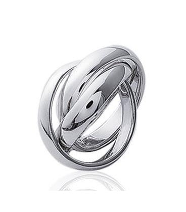 Alliance trois anneaux libres homme femme entrecroisés argent massif 