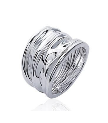 Grosse bague argent massif froissée ouvragée-2