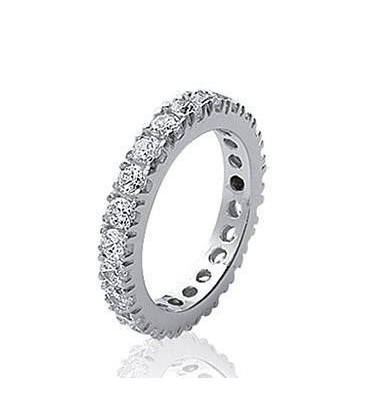 Bague alliance argent massif tour complet de zirconium-2