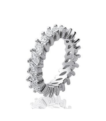 Alliance argent massif petites navettes de zirconium griffées-3