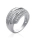 Grosse bague argent massif trois rangs de zirconium-1