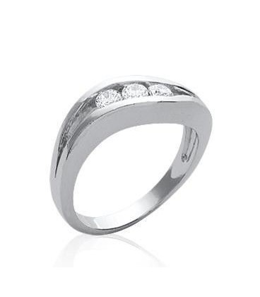 Bague argent massif jonc s'ouvrant sur trois oxydes de zirconium-3