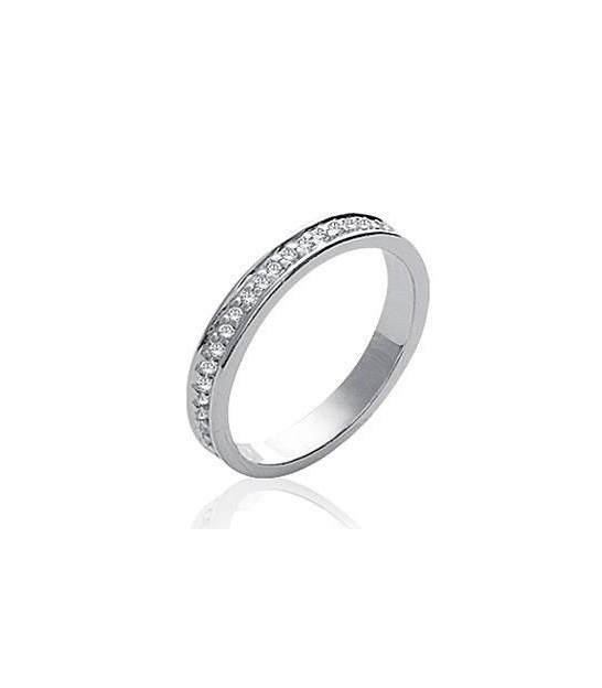 Bague Ancienne Argent Massif 925 - Taille 51 - Jonc Anneau Zirconium