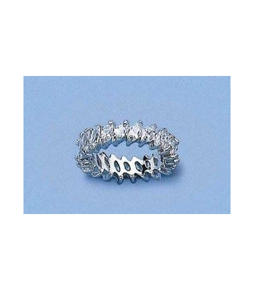 Alliance argent massif petites navettes de zirconium griffées-1