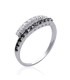 Anneau argent massif fine bague demi joncs blancs et noirs-3