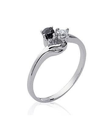 Petite bague argent massif zirconium et saphir tête à tête-3