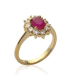 Bague plaqué or oxyde rubis et dix oxydes de zirconium blanc-1