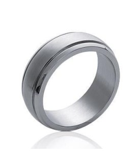 Bague acier brossé inoxydable alliance légèrement bombée