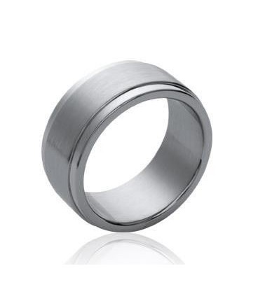 Bague homme acier brossé superposition d'anneaux -3