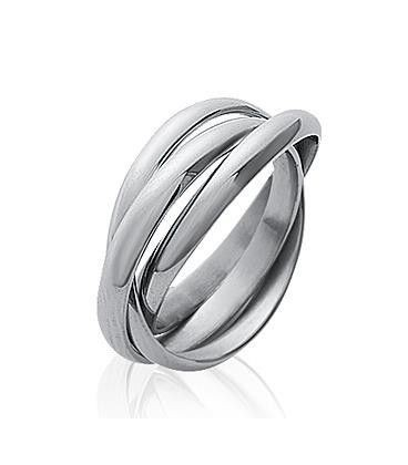 Bague trois anneaux acier entrelaces