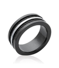 Bague acier noir homme anneau câbles torsadés