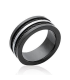 Bague acier noir homme anneau câbles torsadés-2