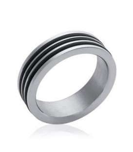 Bague homme acier anneau alliance deux tons