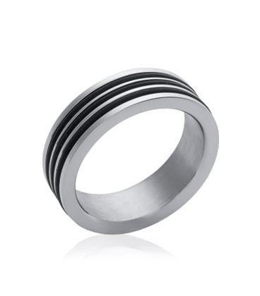 Bague homme acier anneau alliance deux tons-3