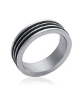 Bague homme acier anneau alliance deux tons