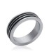 Bague homme acier anneau alliance deux tons-3