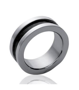 Bague alliance homme acier et carbone