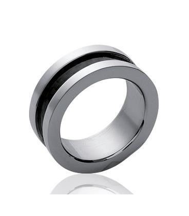 Bague alliance homme acier et carbone-2