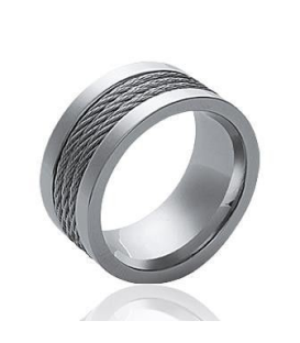 Bague acier homme anneau câbles torsadés