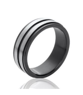 Alliance bague homme acier anneau bicolore