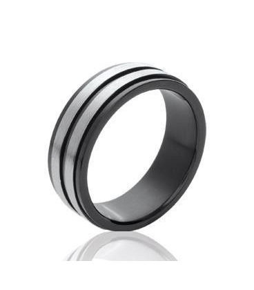 Alliance bague homme acier anneau bicolore-2