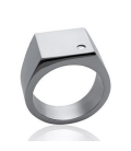 Bague acier homme chevalière rectangulaire et zirconium