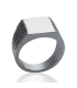 Grosse bague acier chevalière carrée miroir 