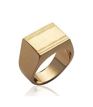 Bague chevalière homme plaqué or rectangulaire -2