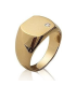 Grosse bague chevalière homme plaqué or et zirconium 