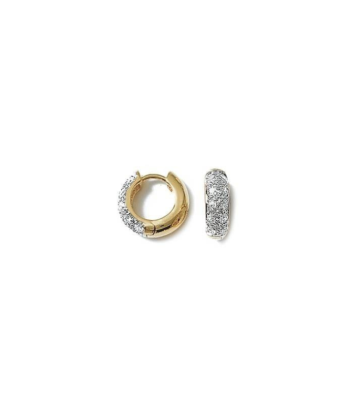 Boucles D'oreilles Zirconium Bicolore - Plaqué Or Blanc - Avec Pochette