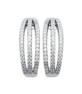 Belles boucles d'oreilles argent massif demi créole zirconium blanc