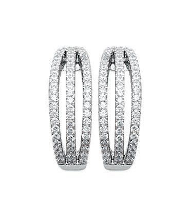 Belles boucles d'oreilles argent massif demi créole zirconium blanc-3