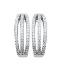 Belles boucles d'oreilles argent massif demi créole zirconium blanc