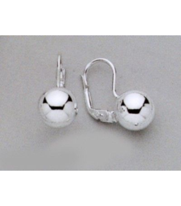 Boucles d'oreilles boule d'argent massif en dormeuse-1