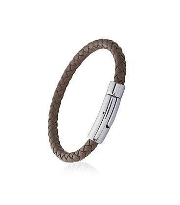 Bracelet en cuir gold homme tressé rond-2