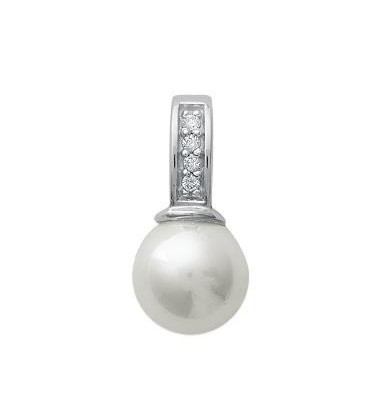 Beau pendentif argent massif zirconium perle ronde blanche Beau pendentif argent massif zirconium perle ronde blanche