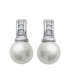 Boucles d'oreilles pendantes argent massif perle de Majorque blanche et zirconium-1